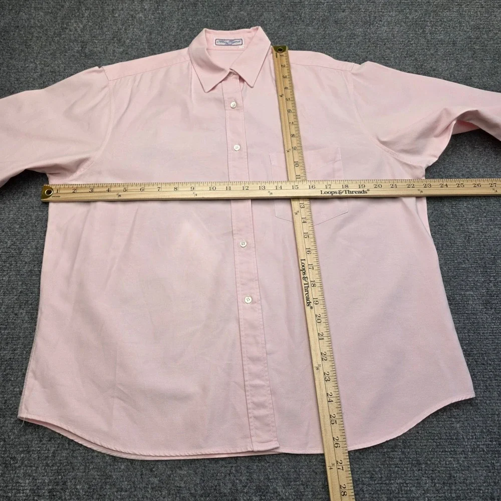 Alain‎ Figaret Paris Mens Pink Oxford Button Down Shirt Size 44 17.5 Long Sleeve